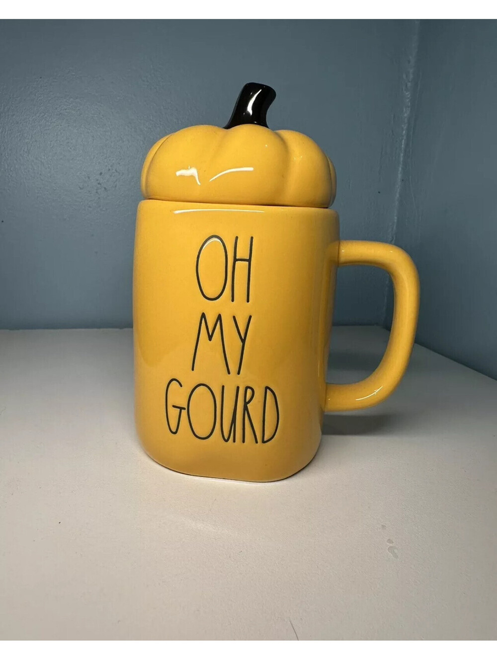 Rae Dunn Halloween Oh My Gourd Mug Ceramic Cup Pumpkin Topper